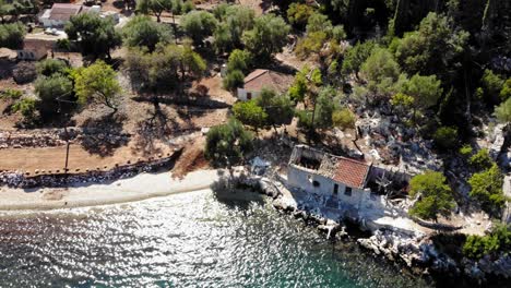 Aerial-View-Of-Agia-Sofia-And-Plati-Limani-In-Kefalonia-Island,-Greece