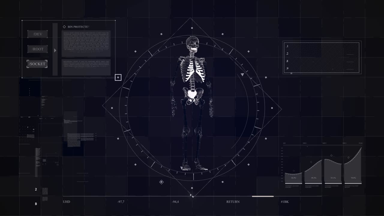 esqueleto abstracto trasfondo médico de la piel 4k