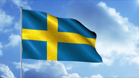 swedish flag waving in the wind