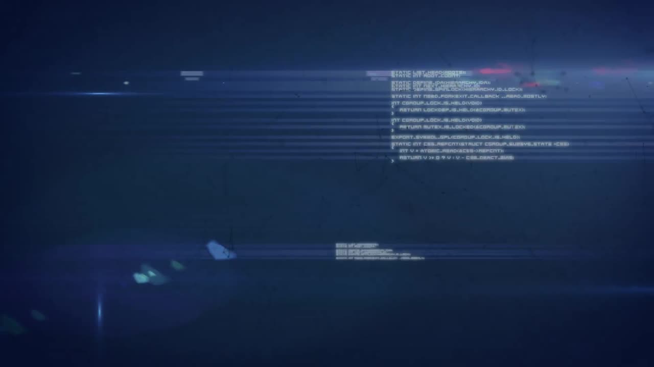 animación del procesamiento de datos sobre luces brillantes