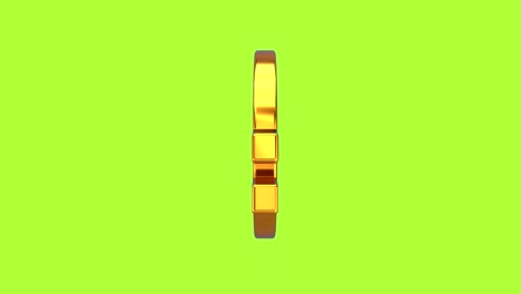 loop-animation des goldenen euro-zeichens, das sich auf weißem hintergrund mit grünem bildschirm oder chromakey-hintergrund dreht 3d-rendering