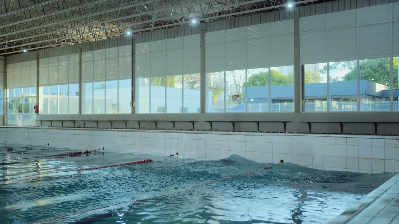 Women at an indoor swimming pool