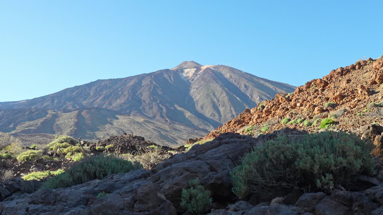 Scenic view of mountain ranges in Teide National Park near Roque Cinchado, dynamic