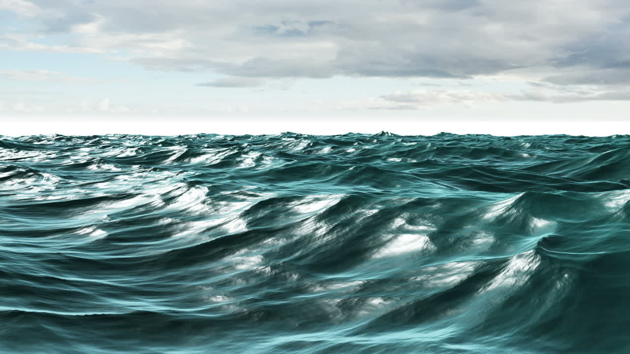 océano azul agitado bajo el cielo de pantalla roja