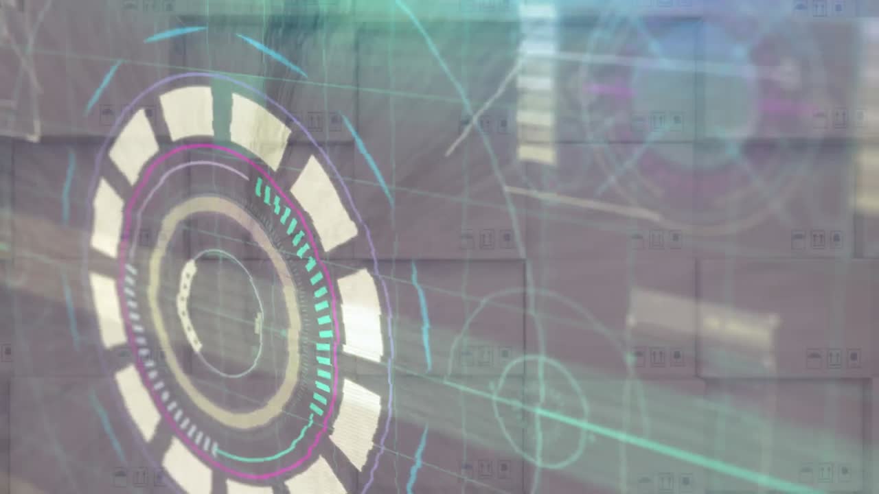 animación del procesamiento de datos con fallo sobre la pila de cajas de cartón