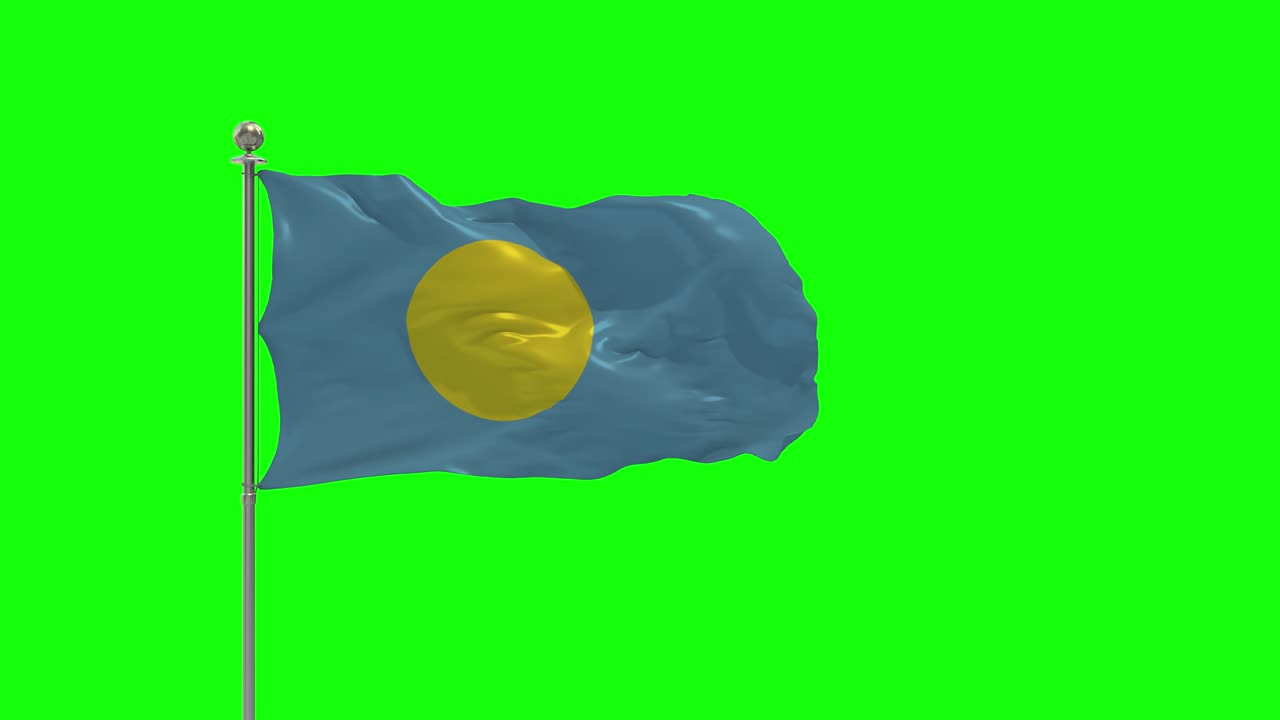 팔라우 (palau) 3d 일러스트레이션: 크로마 (chroma) 로 된 기둥에 흔들리는 발.