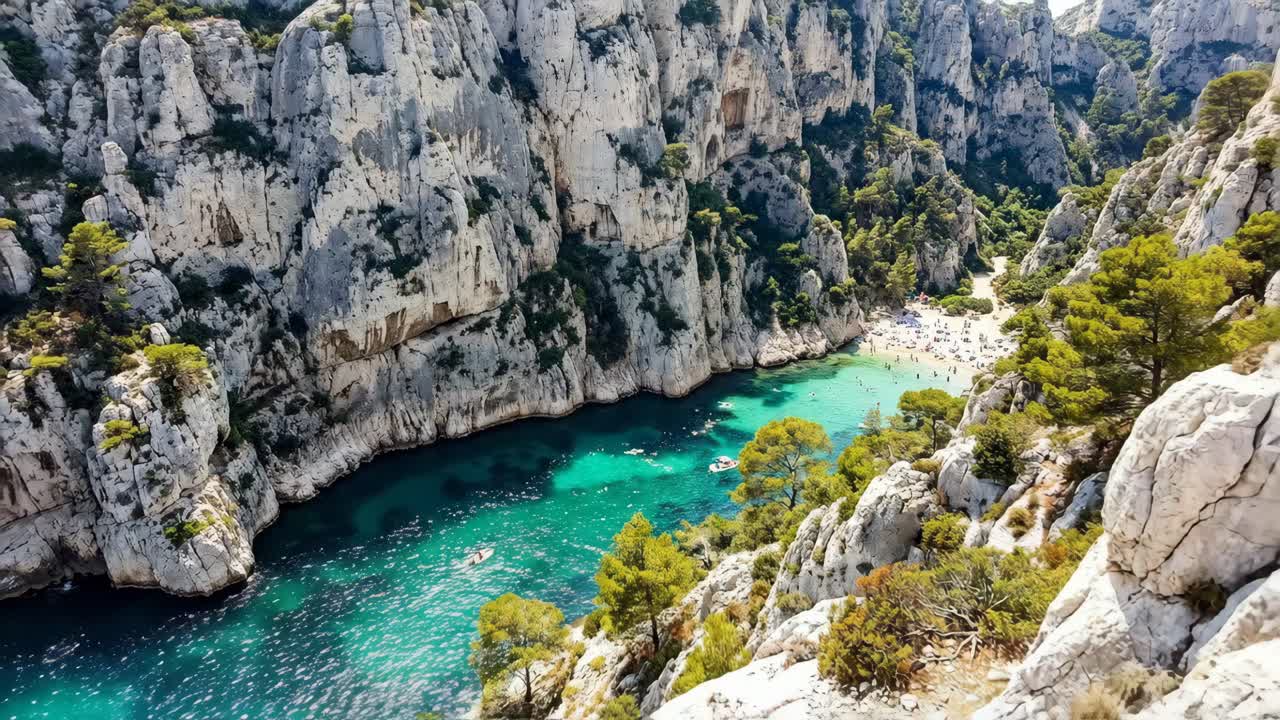 Luftfoto af Calanques Nationalpark i Frankrig