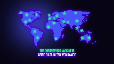 the coronavirus vaccine is distributed worldwide animation of world map