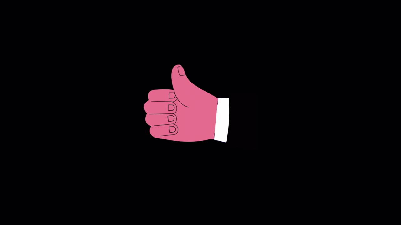 Animated Hand Giving Thumbs Up Gesture on Black Background