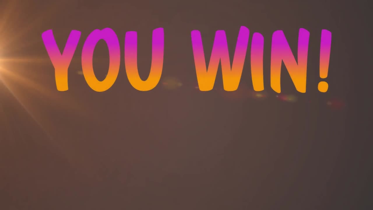 animación de gradiente usted gana texto banner y punto de luz naranja contra fondo gris