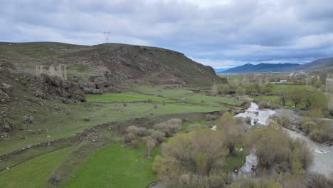 green meadows and stream