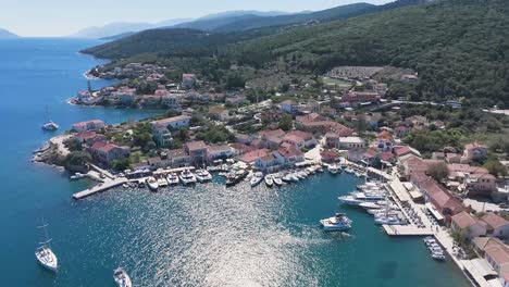 aerial view of a picturesque coastal town in greece