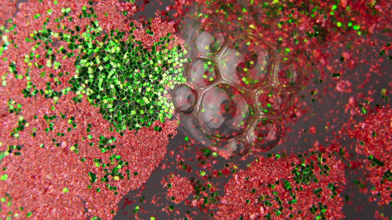 Red and Green Glitter Bubbles