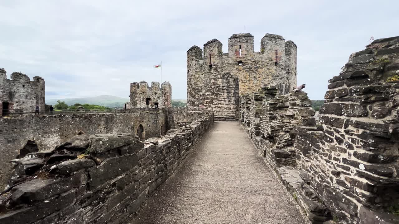 Walking Conwy Castle Walls North Wales