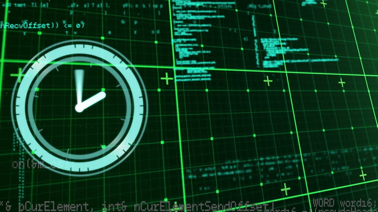 Animation of clock ticking over data processing