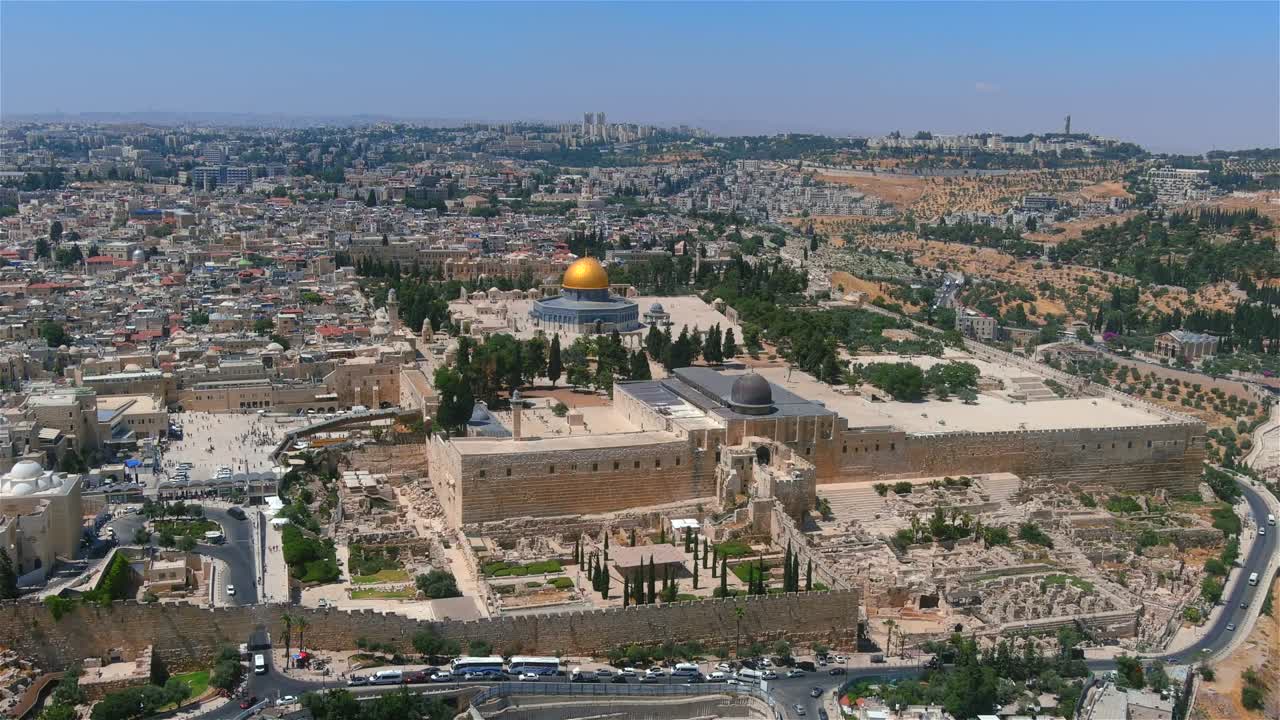 예루살렘의 오래된 도시, 거룩한 장소, 공중에서 볼 수 있는 모습, 이스라엘