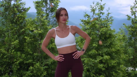 woman stretching outdoors