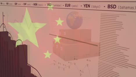 Animación-Del-Procesamiento-De-Datos-Sobre-La-Bandera-De-China