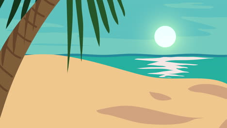 tropical beach sunset scene