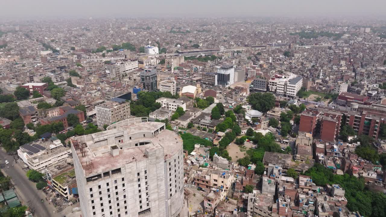 Aerial View of a Densely Populated City in South Asia