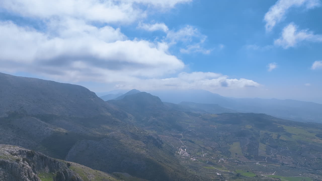 Aerial hovers over the vast valleys and steep uplands of Malaga's Axarquia area