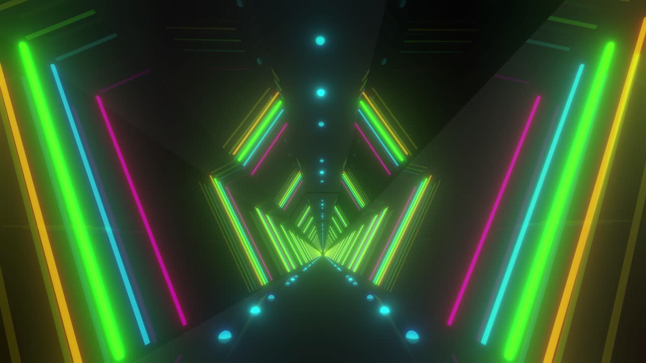 Abstract Neon Tunnel Corridor