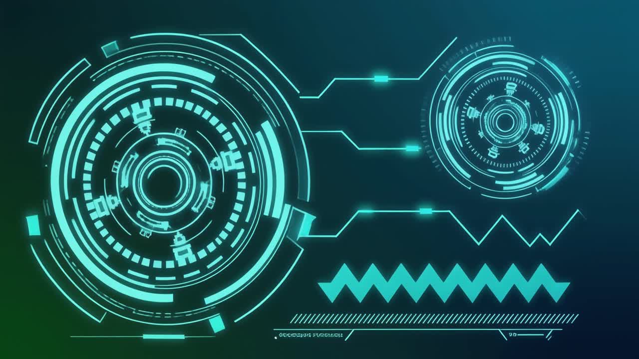Animated Futuristic HUD with Data and Circular Graphics