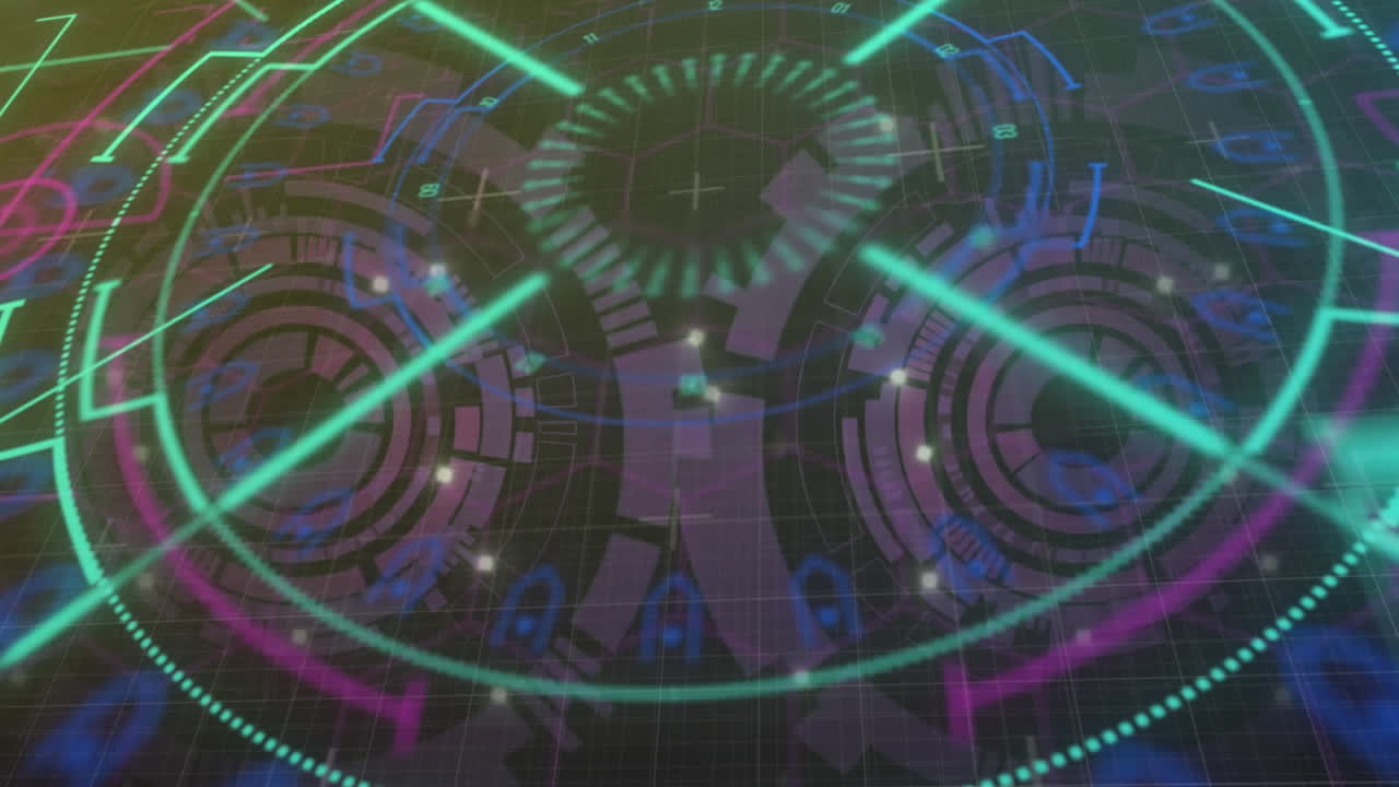 검은 바탕에 대한 범위 스캔과 데이터 처리의 애니메이션