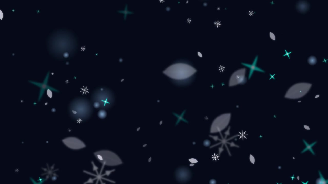 Abstract Motion Background with Falling Snowflakes and Glowing Stars