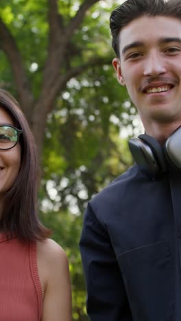 students walking in park