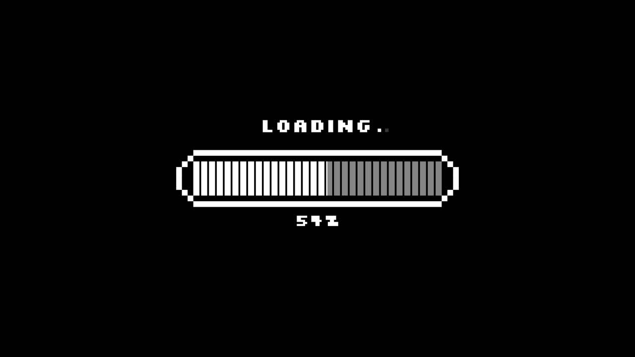 Pixel Art Loading Bar Filling Up on Black Background