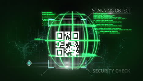 scanning object animation over qr code and security check text