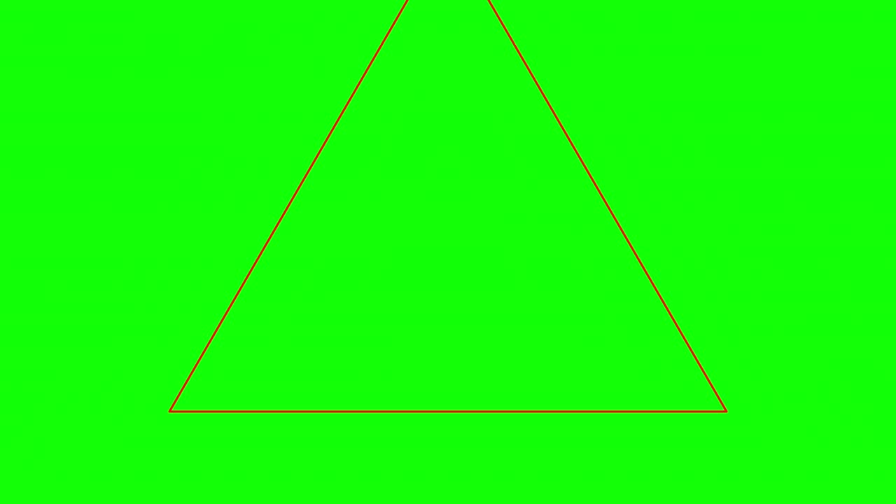 fondo verde y múltiples triángulos en movimiento, acercarse y alejarse repetidamente