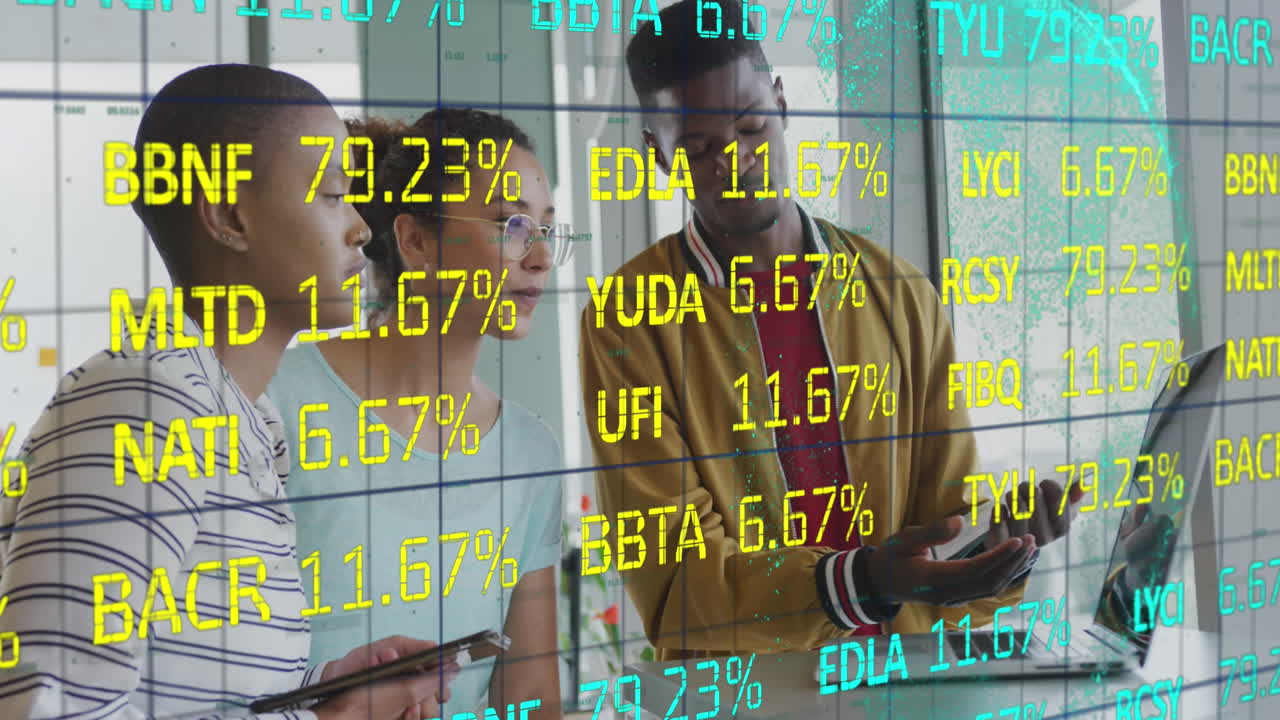 Animation of data processing over diverse group of business people