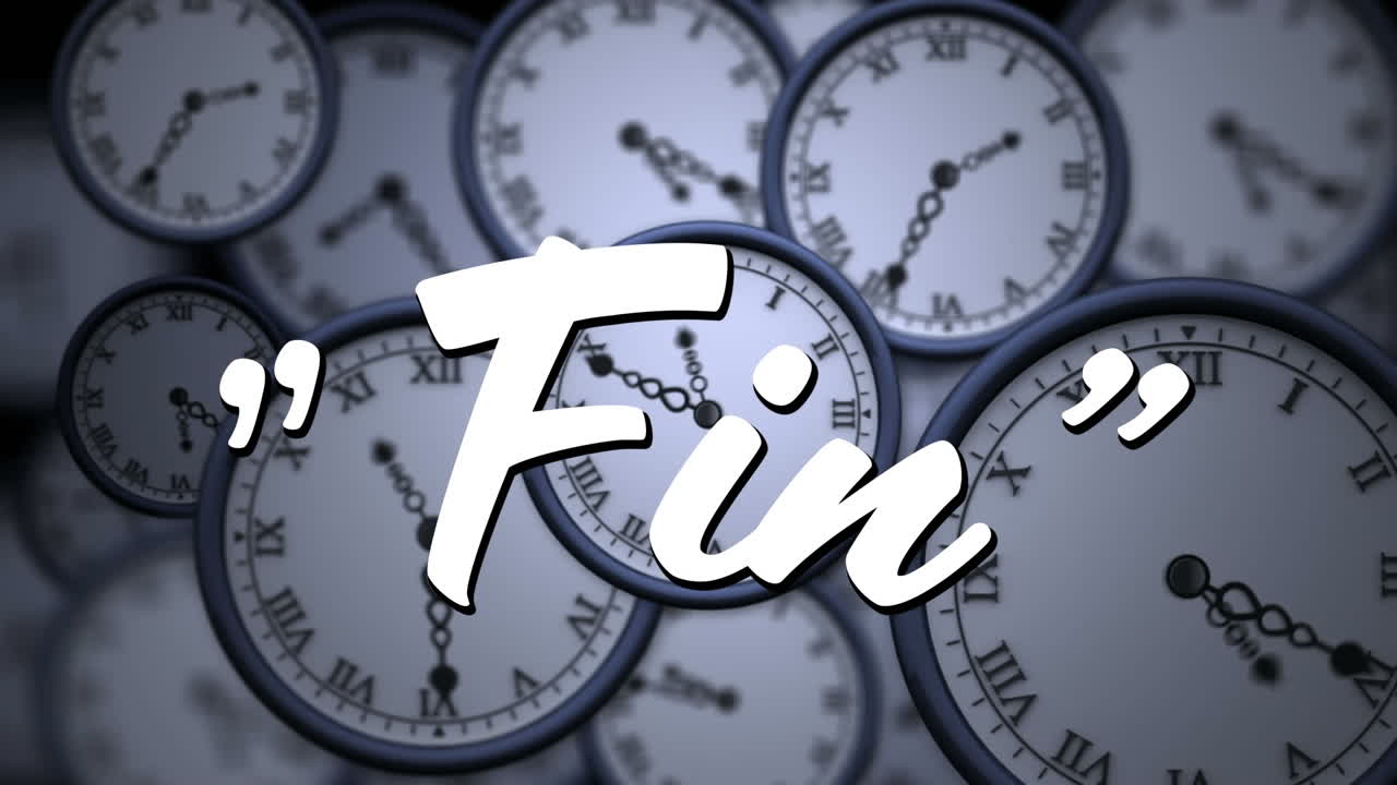 Animation of fin text over multiple clock moving fast