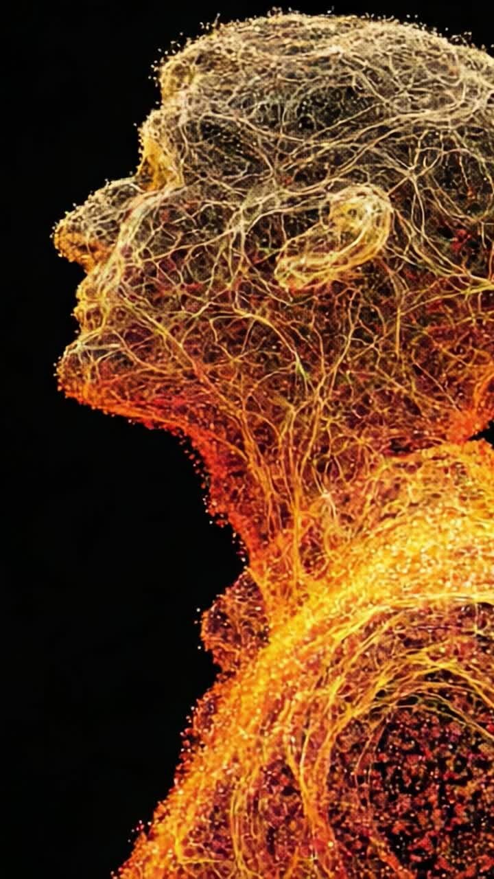 An Ethereal Depiction of Human Anatomy Through Vibrant Energy Patterns, Showcasing the Depth and Complexity of the Human Form in a Dazzling Visual Representation