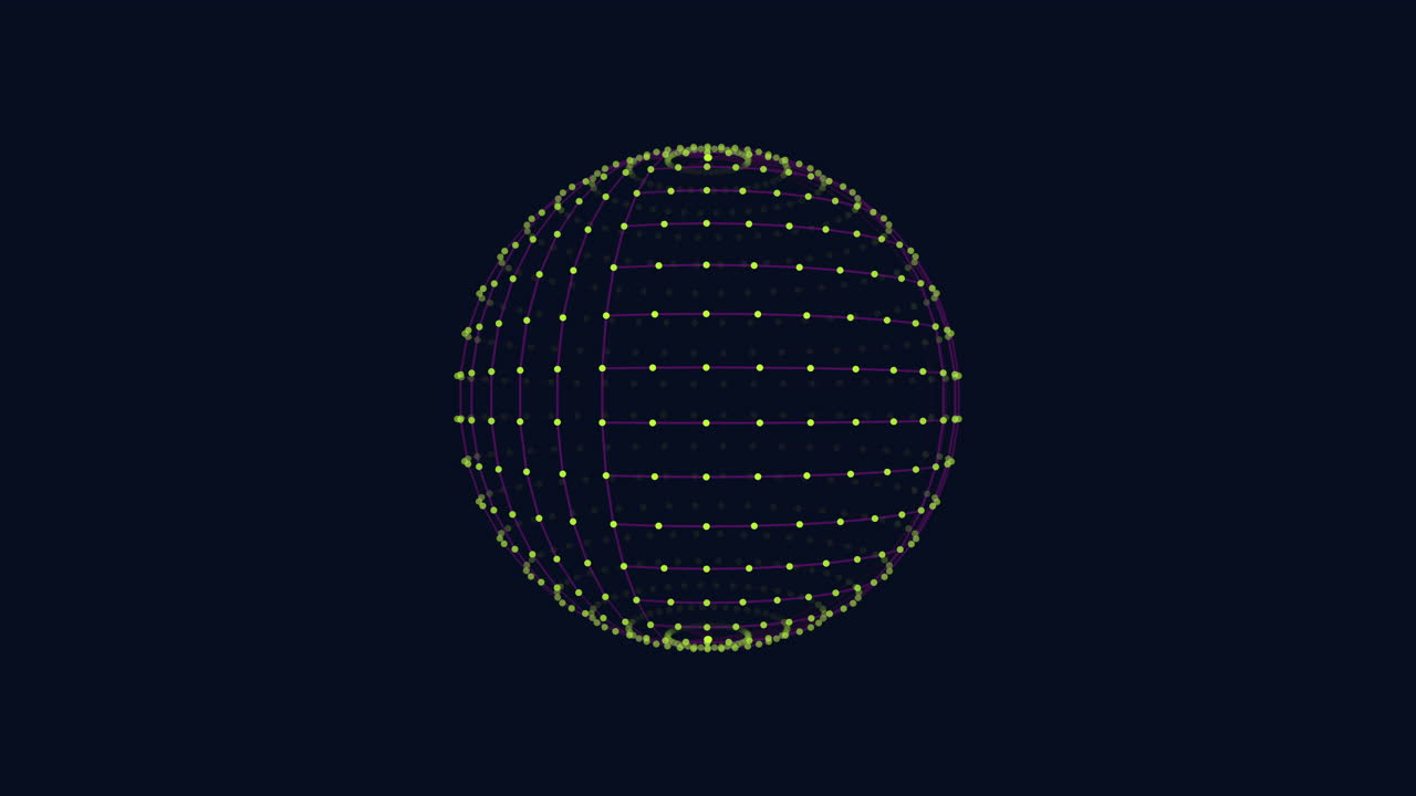 Blue futuristic sphere with connected dots and lines on dark space