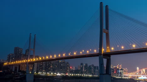 Night View of Cable-Stayed Bridge in Chongqing, China