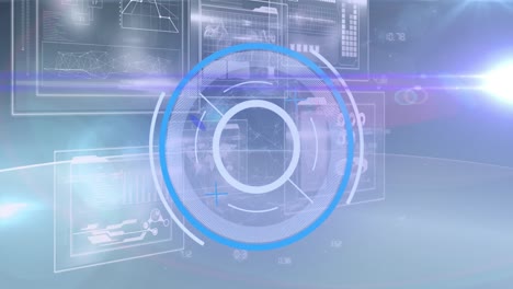 Animation-of-processing-circle-moving-over-scientific-graph-and-data