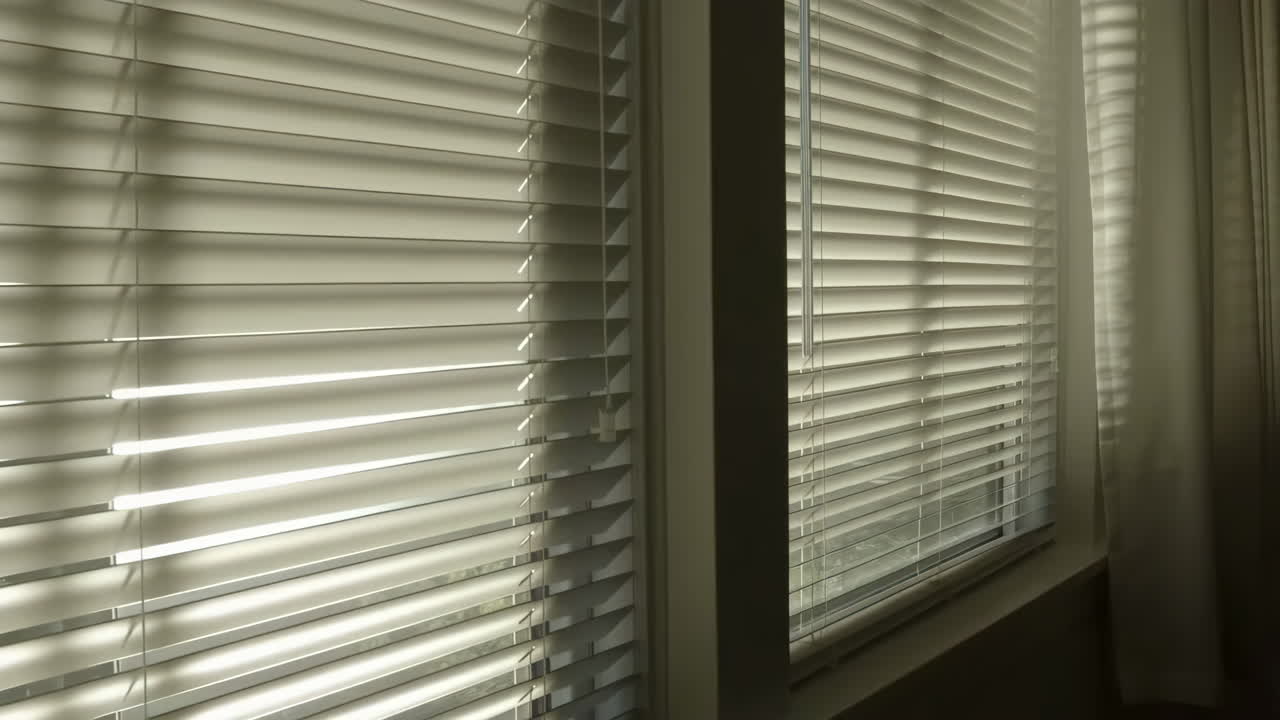 Sunlight Filtering Through Closed Window Blinds
