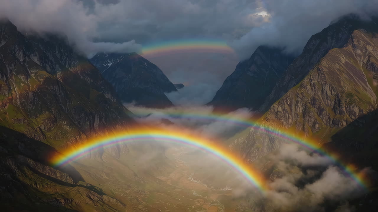Double Rainbow in a Mountain Valley