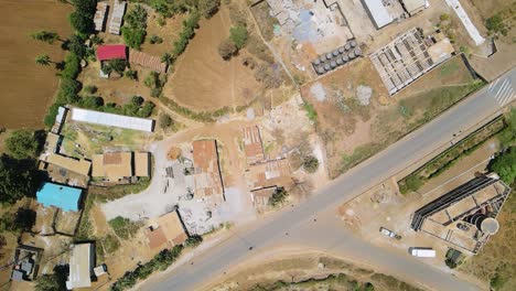 Birdseye-aerial-view-of-Loitokitok-kenya,-shanty-poor-neighborhood-of-Nairobi-suburbs,-Kenya