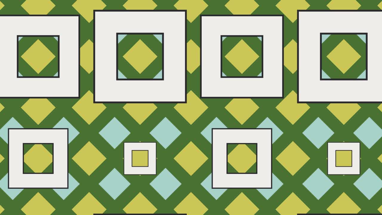 fondo abstracto con azulejos animados y elementos geométricos. fondo gráfico en movimiento en un diseño plano. formas multicolores abstractas en mosaico dinámico mínimo