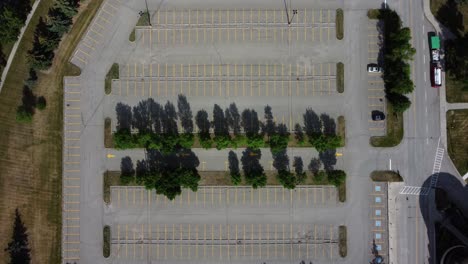 top-down aerial shot of the empty parking lot in calgary, canada