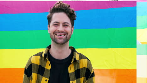 African-woman,-lgbtq-flag-and-face-in-portrait