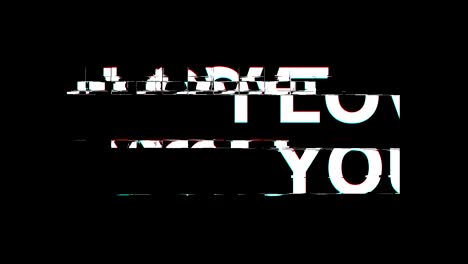 i love you glitch effect text digital tv distortion 4k loop animation