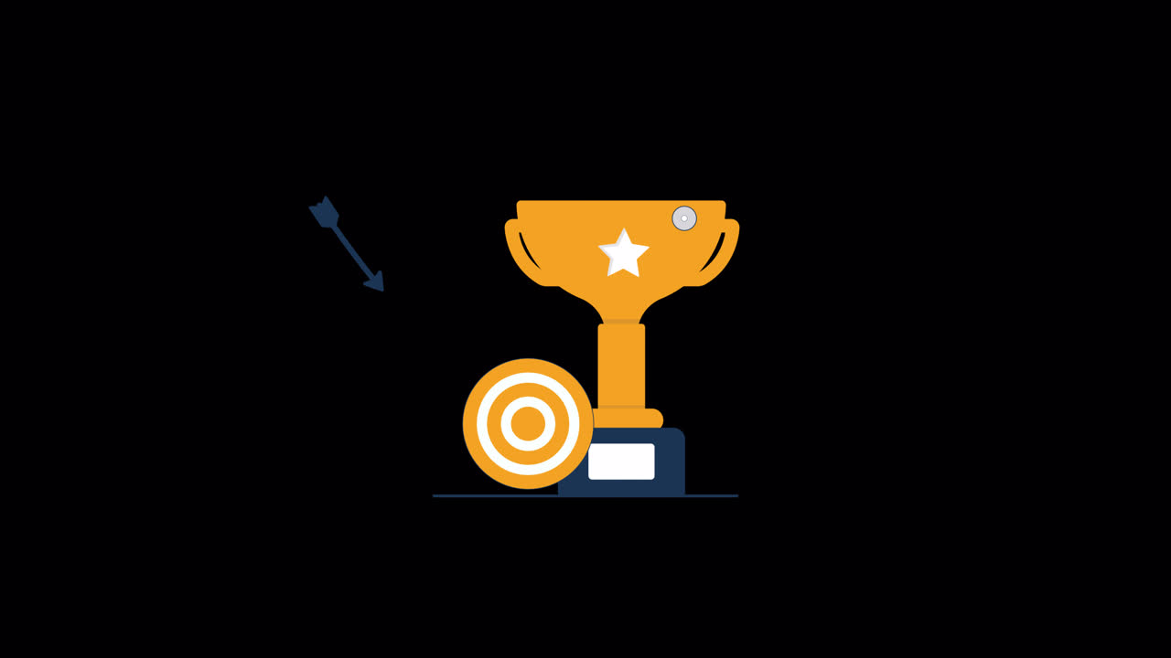 Animated Golden Trophy with Target and Arrow