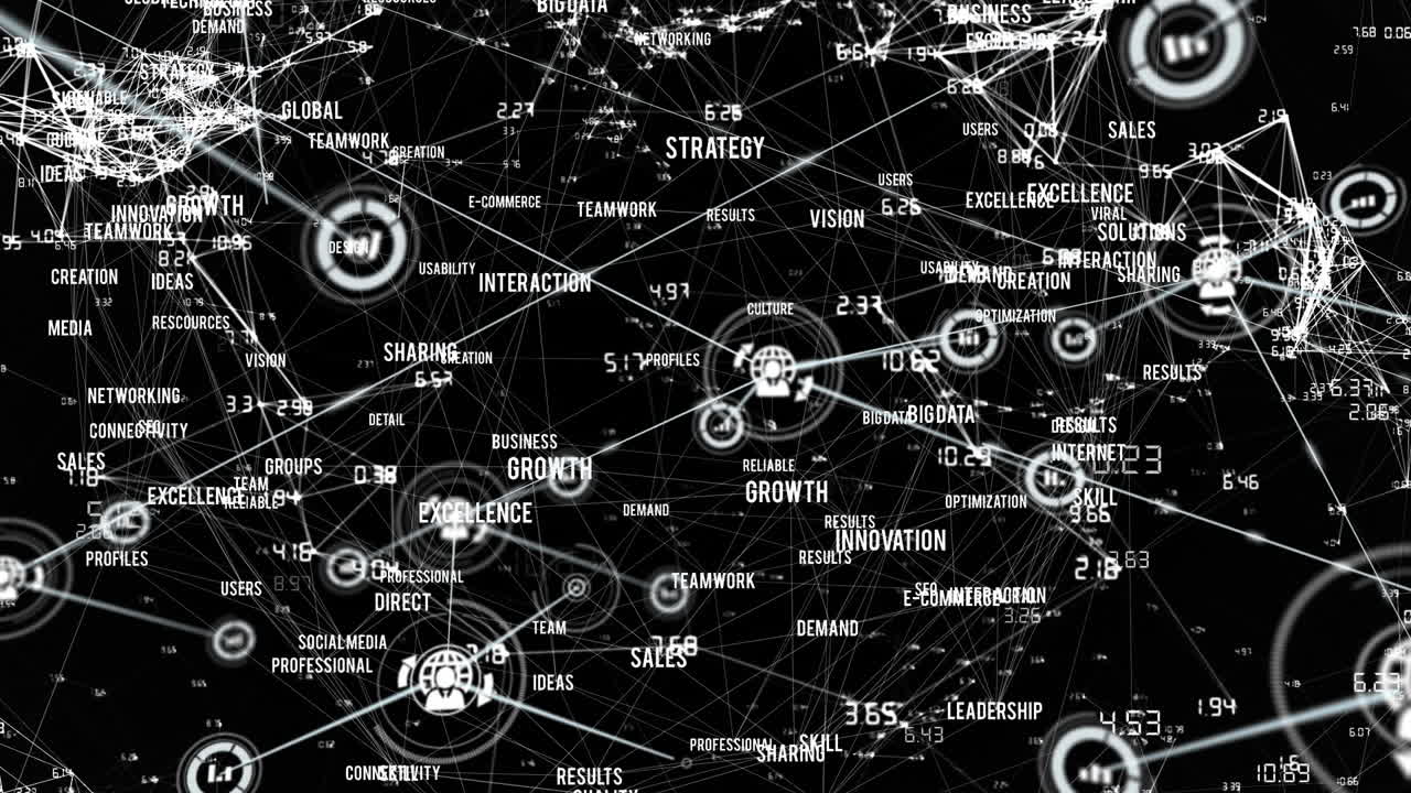 Animation of network of connections on black background