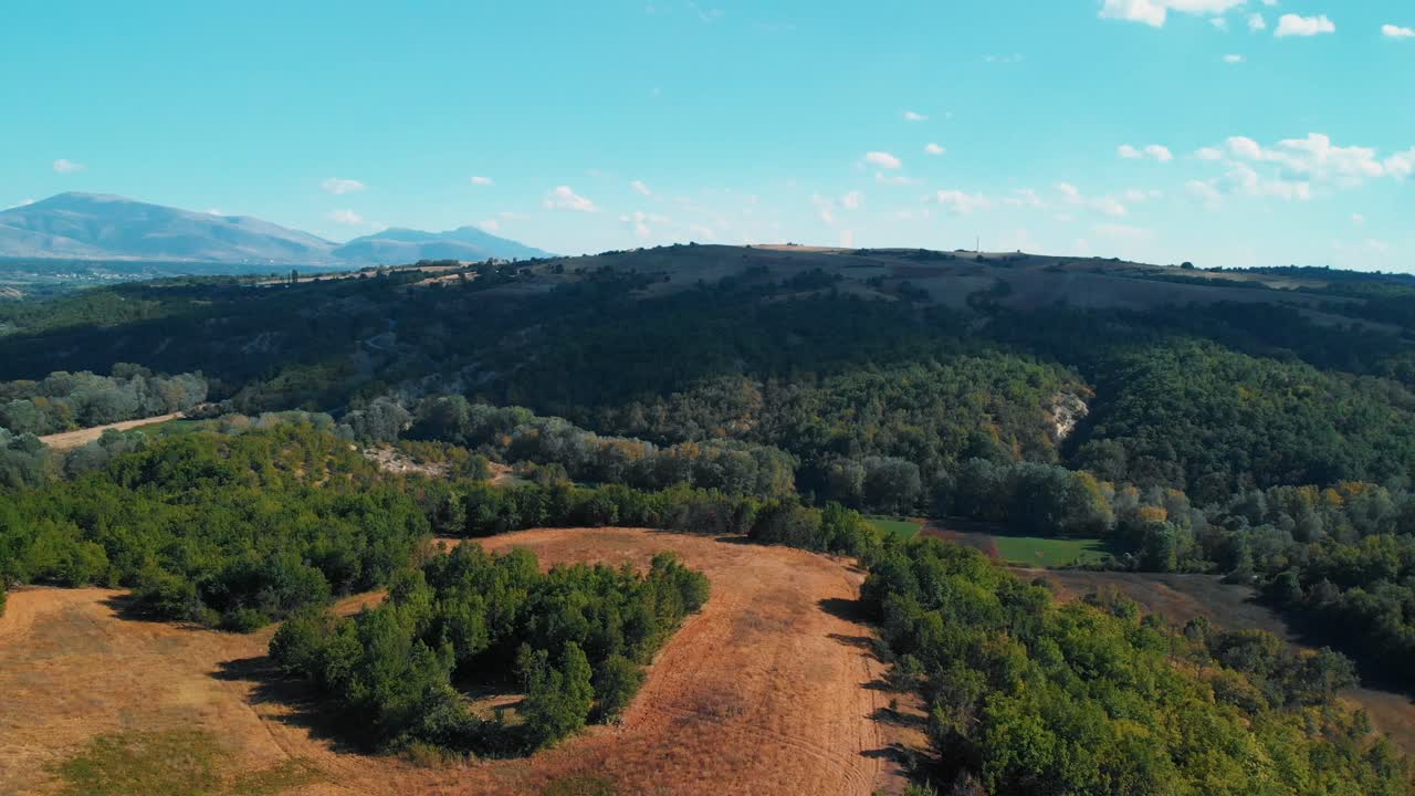 Mountain forest aerial drone shot Greece