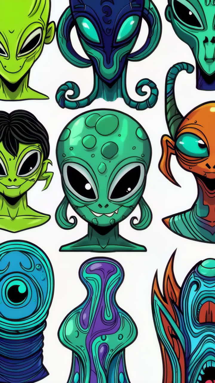 Whimsical Cartoon Alien Characters Collection